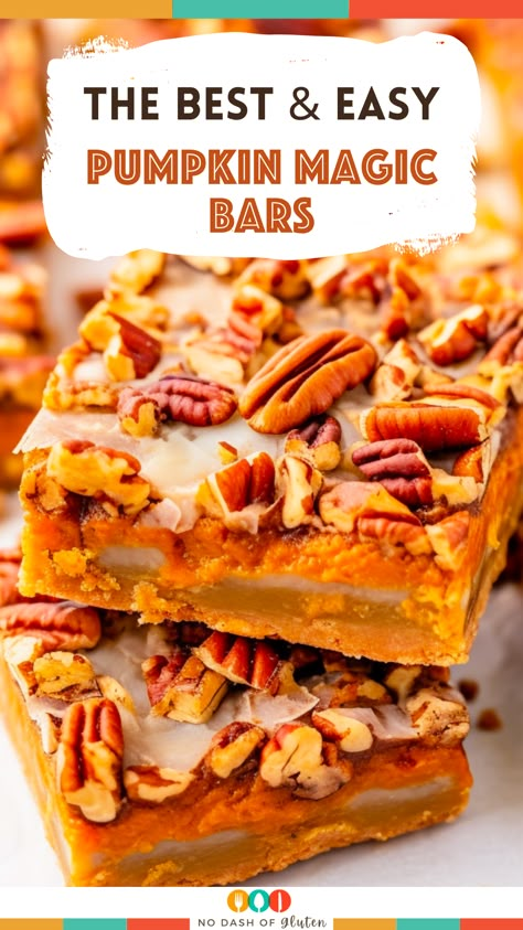 Pumpkin Magic Cookie Bars, Pumpkin Pecan Pie Bars, Pumpkin Magic Bars Recipe, Magic Pumpkin Bars, Pumpkin Magic Bars, Pumpkin Roll Bars, Pumpkin Bars Recipe, Magic Bars Recipe, Pumpkin Butterscotch