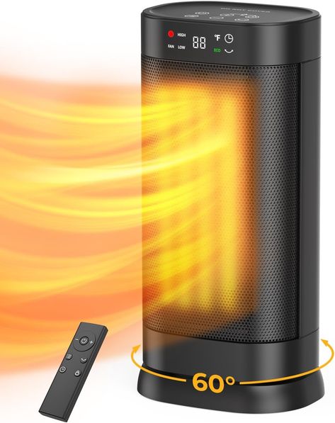 Space Heaters for Indoor Use, 1500W Fast Heating 60° Oscillating Portable Electric PTC Ceramic Heater with Thermostat, 4 Modes, Overheat Protection, 1-24h Timer, Remote, ETL Safe for Bedroom Office Visit the Faryuan Store Bedroom Heater, Space Heaters, Wishlist 2024, Ceramic Heater, Electric Heater, Home Office Bedroom, Space Heater, Wallpaper Bedroom, Air Quality