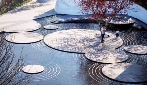 Tenniswood Inspiration — Beautiful inspiration for your garden Circle Landscape Design, Waterscape Design, Landscape Architecture Plan, Water Architecture, Urban Landscape Design, Landscape Architecture Design, Urban Park, Parking Design, Water Feature