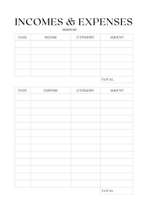 Incomes & Expenses Planner Template | Elegant Minimalist Finance Planner blogplanner #horizontalplanner #dailydigitalplanner☺️. Expenses Printable, Business Budget Template, Budget Planners, Weekly Budget Planner, Wedding Budget Planner, Financial Budget, Budget Planner Template, Journal Templates, Budget Sheets