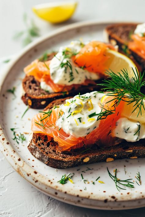 Smoked Trout with Horseradish Cream and Dark Rye Bread - Cooking Mediterranean Dark Rye Bread Recipe, Dark Rye Bread, Rye Bread Recipe, Pretty Breakfast, Mediterranean Appetizers, Rye Toast, Rye Bread Recipes, Horseradish Cream, Smoked Trout