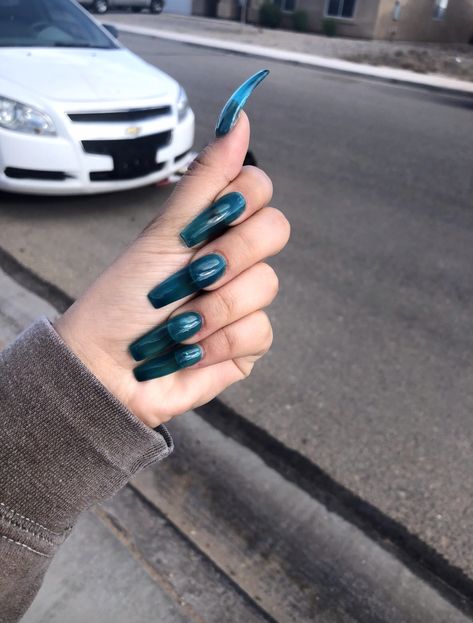 Teal Jelly Nails, Bandana Nails, Aqua Mermaid, Teal Nails, Mermaid Nails, Edgy Nails, Jelly Nails, Nail Envy, Paws And Claws