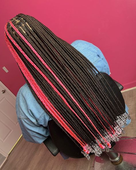 Pink Pikaboo Braids, Knotless Braids Waist Length, Colored Extensions, Peekaboo Hair Colors, Braiding Hair Colors, Soft Locs, Short Box Braids Hairstyles, Braided Hairstyles For Black Women Cornrows, Braids Ideas