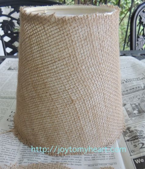 How to Cover a Lampshade With Burlap – Joy To My Heart Americana Bedroom Decor, Cover A Lampshade, Vintage Americana Decor, Americana Bedroom, Burlap Lampshade, Homemade Decorations, Cover Lampshade, Creative Lamp Shades, Diy Burlap