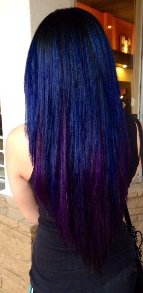 Black, Blue, and violet hair Blue Violet Hair Color, Purple And Blue And Black Hair, Dark Blue To Purple Ombre Hair, Purple Hair With Blue Underneath, Blue Purple And Black Hair, Black Blue Purple Hair, Black Blue And Purple Hair, Blue Purple Black Hair, Black And Violet Hair