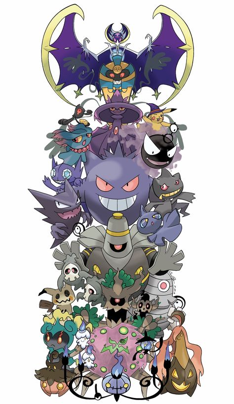 Kartu Pokemon, Ghost Type Pokemon, Ghost Type, Pokemon Teams, Pokemon Pictures, Pokemon Art, Pokemon Go, Digimon, My Favourite