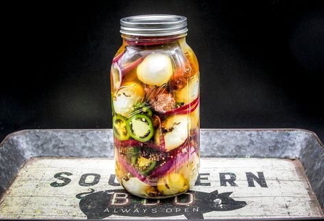 Pickled Sausage And Eggs, Pickled Eggs And Sausage Recipe, Canned Recipes, Pickled Sausage, Picked Eggs, Pickled Egg, Egg And Sausage, Pickled Eggs Recipe, Cabin Food