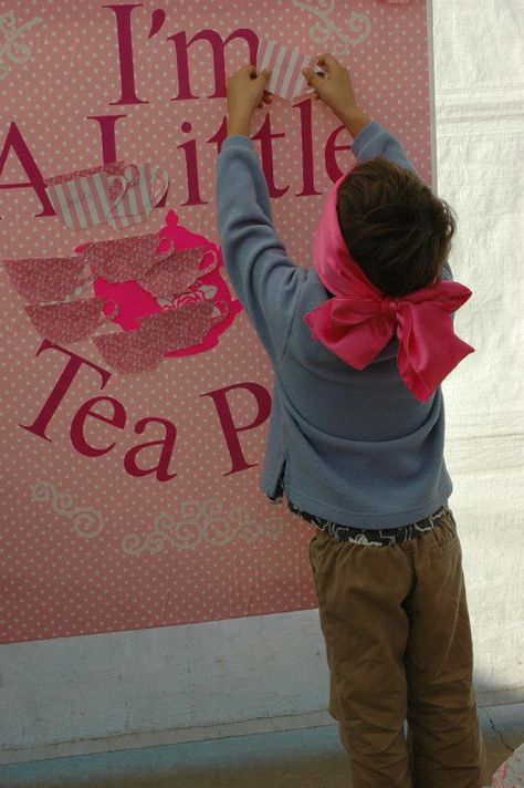 Little Girls Tea Party. I'm a little Tea Pot game. My version of Pin the Tail on the Donkey. Pin The Lid On The Tea Pot Game, Tea Party Goodie Bags Kids, Toddler Tea Party, Princess Tea Party Birthday, Princess Party Games, Organic Baby Wipes, Tea Party Games, Royal Tea Parties, Kids Tea Party