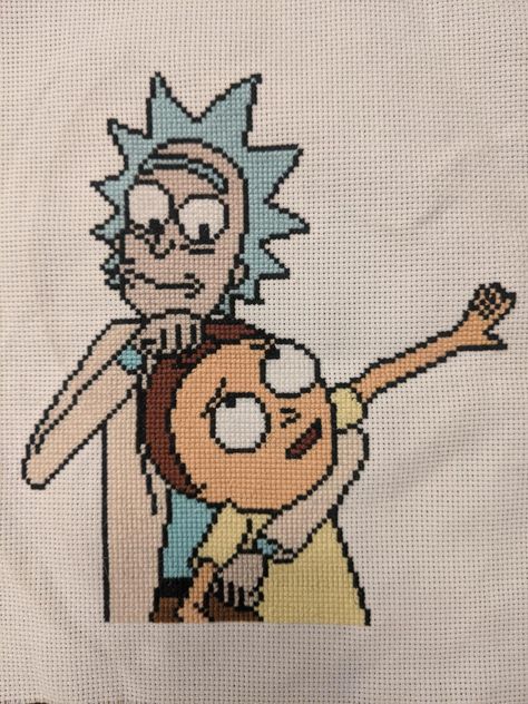 Rick And Morty Cross Stitch Patterns, Hair Band Bracelet, Rick And Morty Drawing, Colorful Necklaces, Rick And Morty Poster, Cross Stitch Quotes, Stitch Character, Diy Perler Bead Crafts, Rick Y Morty