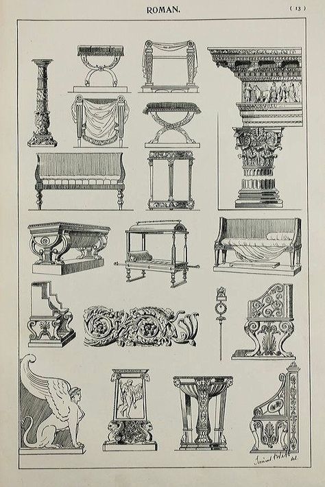 Roman Furniture, Interior Design History, Furniture Sketch, Italian Furniture Design, Rome Antique, Classic Interior Design, Period Furniture, Interior Design Diy, Furniture Designs