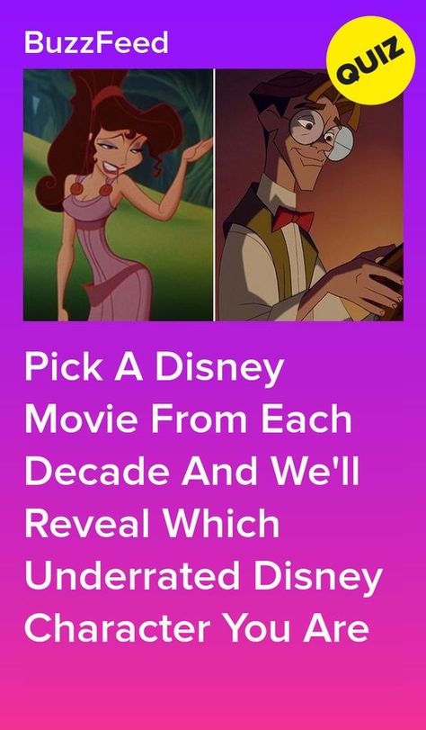 Pick A Disney Movie From Each Decade And We'll Reveal Which Underrated Disney Character You Are #quiz #quizzes #buzzfeed #triviaquestionsandanswers #quizzesbuzzfeed #trivia #quizzesforfun #funquiz #disney Underrated Disney Princesses, Underrated Disney Characters, Underrated Disney Movies, What Disney Character Are You, What Disney Character Am I Quiz, Which Are You, Mermaid Quizzes, Playbuzz Quizzes Disney, Disney Character Quizzes