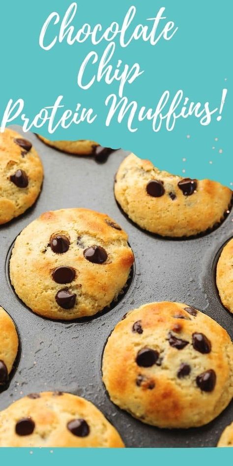 Protein Muffins Low Carb, Chocolate Chip Protein Muffins, Protein Powder Muffins, Chocolate Protein Muffins, High Protein Muffins, Low Carb Muffin Recipes, Low Carb Protein Powder, Keto Muffin Recipe, Protein Muffin Recipes