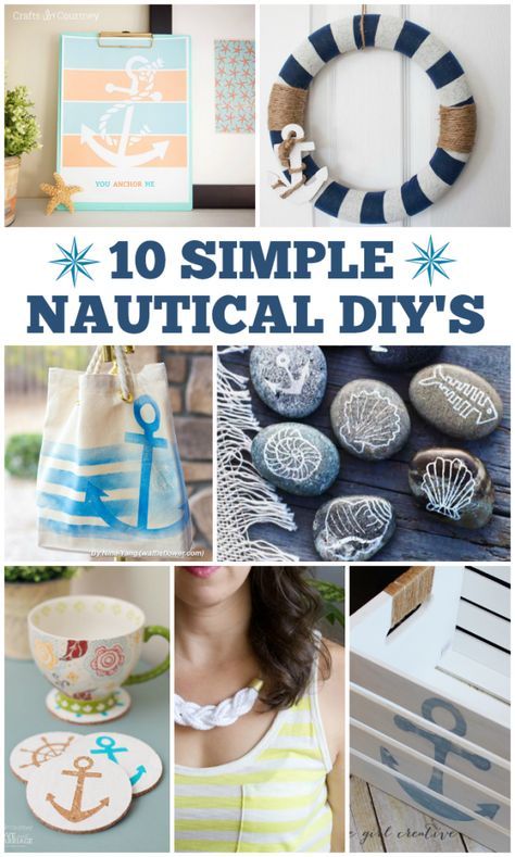 These nautical DIY's are awesome because they are easy! Nautical Decor Diy, Diy Nautical, Deco Marine, Nautical Diy, Nautical Crafts, Nautical Bathrooms, Nautical Party, Beach Diy, Nautical Home