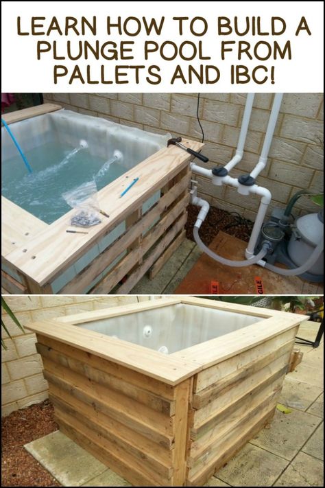 Above Ground Plunge Pool, Diy Plunge Pool, Pallet Pool, Outdoor Pallet Projects, Diy Hot Tub, Diy Swimming Pool, Pallet Project, Tub Pools, Diy Pool