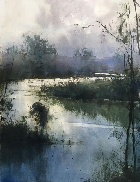 Herman Pekel, Watercolor Water, Landscape Art Painting, Watercolor Painting Techniques, 수채화 그림, Watercolor Landscape Paintings, Watercolor Trees, Abstract Art Landscape, Landscape Drawings