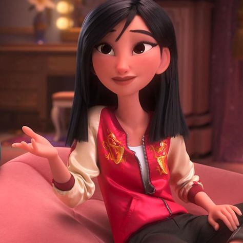 One of my favorite look development projects on Wreck-it Ralph 2 was Mulan and her outfits. Especially her jacket! I was responsible for… Princesas Disney Anime, Punk Disney, Mulan Disney, Disney Icons, Her Outfits, Karakter Disney, Princess Pictures, Film Disney, Disney Princess Wallpaper