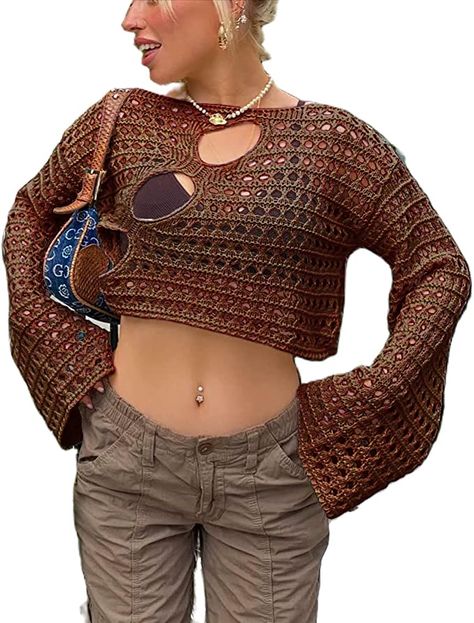 Casual Knitwear, Cropped Pullover, Sweater Crop, Cropped Tops, Crop Top Sweater, Loose Sweater, Knit Crop Top, Spice Girls, Knit Crop