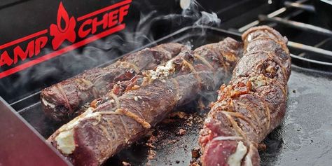 Stuffed Venison BackStrap Stuffed Venison Backstrap, Stuffed Venison, Camp Chef Recipes, Venison Backstrap Recipes, Backstrap Recipes, Venison Backstrap, Funky Food, Deer Recipes, Game Meat