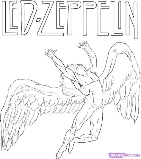 Led Zeppelin Angel, Led Zeppelin Album Covers, Led Zeppelin Symbols, Band Shirt Ideas, Led Zeppelin Tattoo, Music Sleeve, Led Zeppelin Art, Icarus Tattoo, Zeppelin Art