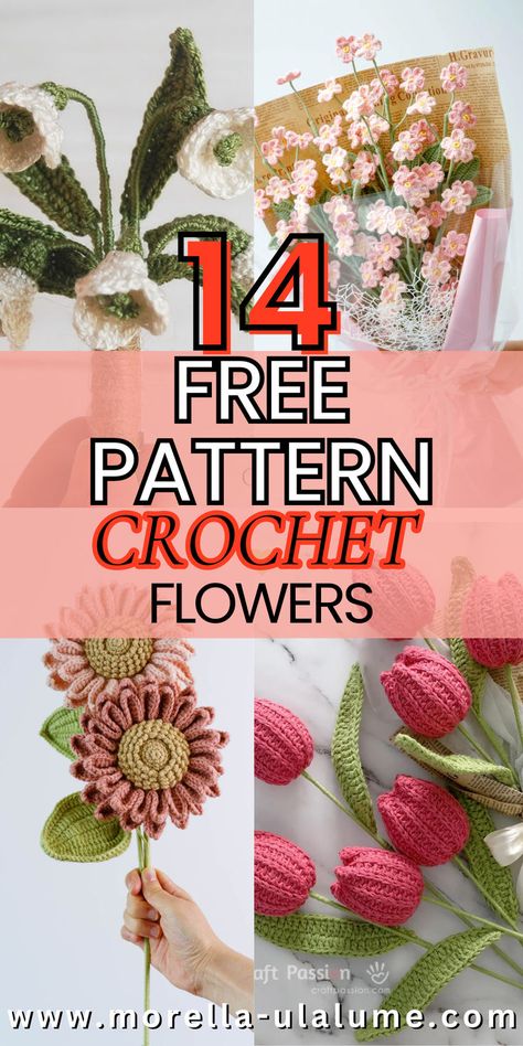 Create stunning crochet flowers with these 14 amazing patterns! 🌸 Whether you're crafting a crochet bouquet of flowers or just looking for simple, easy-to-follow tutorials, these free patterns are perfect for all skill levels. Click to explore how to crochet beautiful flowers step by step and bring your creative ideas to life! No AI images! Free Patterns For Crochet, Diy Crochet Flowers, Patterns For Crochet, Flower Step By Step, Crochet Garden, Bouquet Tutorial, Crochet Flowers Easy, Crocheted Flower, Crochet Flowers Free Pattern