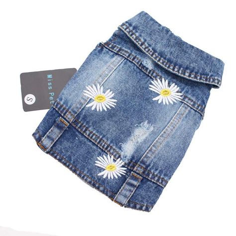 Pet Clothes Denim Dog Costume Summer Cowboy Vest Daisy Shirt Jeans Jacket Puppy Clothing for Chihuahua Yorkies Summer Cowboy, Cowboy Vest, Daisy Shirt, Dog Clothes Diy, Denim Dog, Dog Vest Harness, Clothes Diy, Dog Vest, Dog Sweatshirt