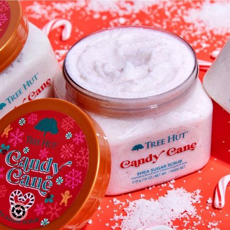 Christmas Tree Hut, Mint Sugar Scrub, Peppermint Tree, Shea Sugar Scrub, Bright Glowing Skin, Christmas Scrubs, Candy Tree, Peppermint Candy Cane, Merry Christmas Tree