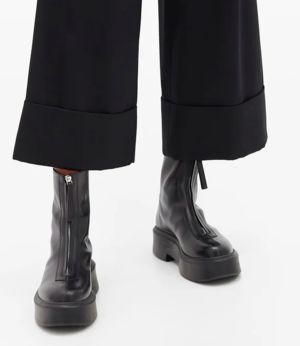 RUNWAY Zip-front leather ankle boots Front Zip Black Boots, Front Zipper Boots, Zip Front Boots, Zip Front Boots Outfit, Zipper Boots Outfit, Platform Ankle Boots Outfit, The Row Boots, Front Zip Boots, 23 Outfit