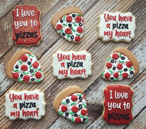 Valentines Pizza Ideas, Valentine Pizza Cookie, Pizza My Heart Cookies, Pizza Valentine Cookies, Valentine’s Day Pizza Party, Valentine’s Day Cookies For Kids, Valentines Party Themes For Kids, Pizza My Heart Party, Valentine’s Day Pizza