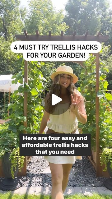 Robyn Chubey - Prairie Glow Acres on Instagram: "Store-bought trellises are expensive! But you can use my simple and cost-effective ideas to create good-looking trellises so you have more money to spend on… plants of course! (And if you’re like me, wine and chocolate for those after gardening rewards!) My fave addition to my trellises this year was the lattice I simply leaned together into a triangle shape against the bamboo hoop poles I got from the dollar store. Fastened them with jute twine and voila! 2 minute trellis! You could also easily make these taller with longer lattice pieces. Which one is your fave?! Are you a vertical gardening fan? Be sure to save this post or share with a gardener who you know would love this! . . . . . #gardeninghacks #trellis #garden #gardendes Homemade Trellis Ideas, Twine Trellis, Homemade Trellis, Diy Trellis Ideas, Wine And Chocolate, Trellis Garden, Bamboo Stakes, Vine Trellis, Bamboo Trellis