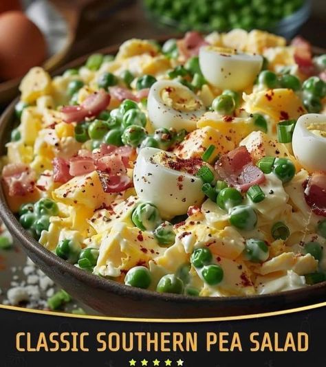 Diabetic Sweets and Snacks | Classic Southern Pea Salad 🥓 | Facebook Southern Pea Salad, Canned Peas, Cajun Recipes Authentic, Warm Soup Recipes, Carb Free Recipes, Pea Salad Recipes, Chef Gordon, Pea Salad, Protein Shake Recipes