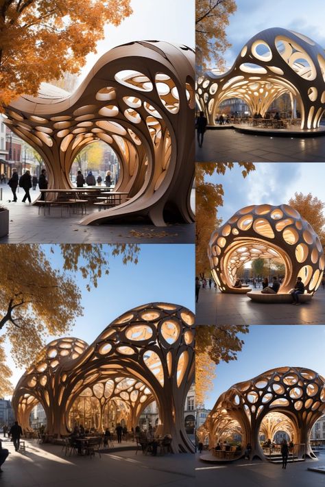 The study on parametric architecture for urban wooden pavilions delves into the innovative design approach that aims to revitalize urban environments with functional and aesthetically pleasing structures. Focused on creating small wooden pavilions, the research investigates their potential to offer shade and serve as central meeting and interaction points within bustling cityscapes. #architecture #architect #amazingarchitecture #design #interiordesign #interiordesigner #decor #homedecor #home Architectural Pavilion Design, Pavillion Ideas Architecture, Parametric Urban Design, Calming Architecture, Pavilion Design Concept Architecture, Pavilion Design Architecture, Pavilions Architecture, Pavillion Concept, Parametric Design Architecture