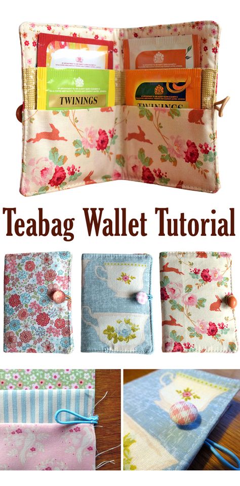 Teabag Wallet Tutorial Diy Wallets For Women, Tea Caddy Diy Bag Holders, Diy Teabag Holder, Diy Tea Wallet Free Pattern, Tea Wallet Pattern, Tea Bag Wallet Pattern, Tea Sewing Projects, Tea Wallet Pattern Free Sewing, Tea Bag Bookmark Diy