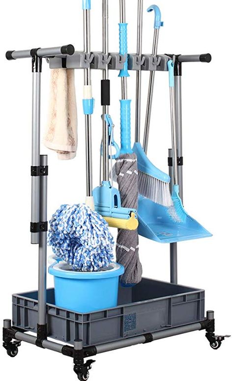 Amazon.com: JIAHAI Broom Holder Floor Standing Movable Floor-Mounted mop Rack Cleaning Tool Storage for Schools, Hospitals, Factories, Hotels, Restaurants, Property Companies: Home & Kitchen Cleaning Tools Storage, Dragon Breath, Utility Closet, Garden Tool Organization, Cleaning Supplies Organization, Garden Garage, Mop Holder, Broom Holder, Mops And Brooms