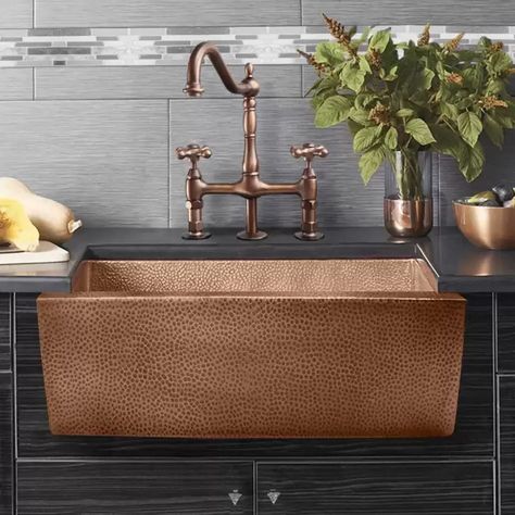 Apron Front Kitchen Sink, Copper Kitchen Sink, Farmhouse Sinks, Apron Front Sink, Design Café, Sink Kitchen, Basin Design, Farmhouse Sink Kitchen, Single Basin