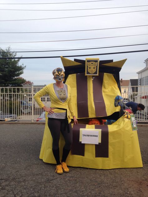 #transformers #trunkortreat #halloween Transformers Trunk Or Treat Ideas, Transformers Trunk Or Treat, Quick Halloween Costumes Last Minute, Halloween Costumes Last Minute, Costumes Last Minute, Halloween Costumes Men, Transformer Costume, Transformers Birthday Parties, Transformers Birthday