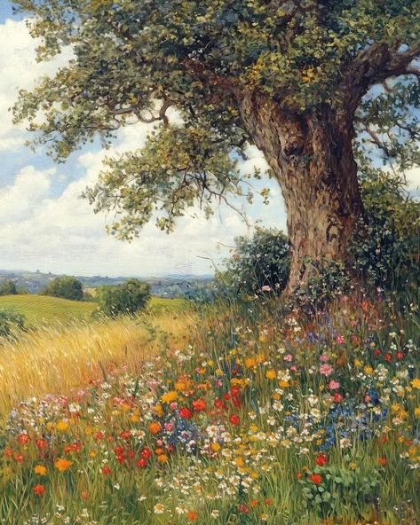 Vintage Wildflower Field Painting Printable Floral Wall Art Farmhouse Decor Digital Download Landscape Oil Painting Art Digital Download - Etsy Painting Of A Field Of Flowers, Wild Flower Meadow Painting, Field Of Flowers Painting, Wildflower Field Painting, Wild Flower Painting, Flower Field Painting, Wildflowers Painting, Wildflower Painting, Mural Inspiration