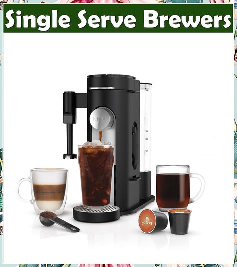 Ninja PB051 Pods & Grounds Specialty Single-Serve Coffee Maker, K-Cup Pod Compatible, Built-In Milk Frother, 6-oz. Cup to 24- Ninja Coffee Maker, Iced Coffee Maker, Ninja Coffee, Coffee Concentrate, Single Serve Coffee Makers, Single Serve Coffee, Milk Alternatives, Coffeehouse, Specialty Coffee