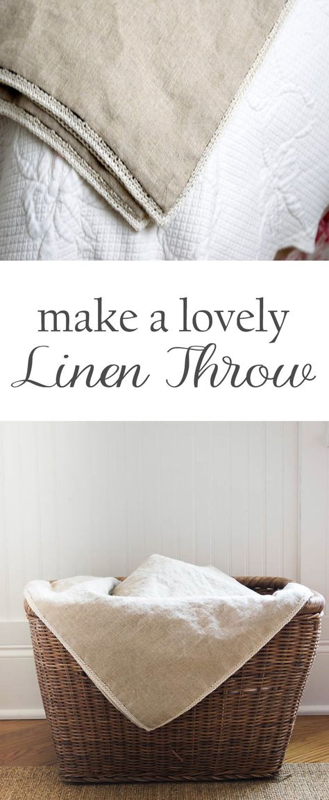 A Linen Throw for the Warmer Months Linen Crafts Diy Projects, Linen Gifts For Him, Linen Diy Projects, Simple Gifts To Sew, Sewing Projects For Teens, Bee Sewing, Linen Projects, Diy Throw Blankets, Diy Throws