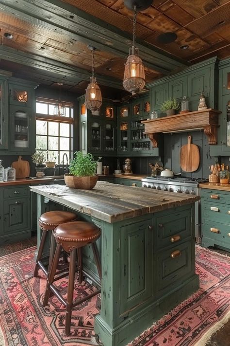 Louisiana Interior Design, Ranch House Kitchen, Small Rustic Kitchens, Tiny Cottage Kitchen, Log Cabin Kitchen, Irish Interior Design, Castle Kitchens, Rustic Kitchens, Modern Wooden House