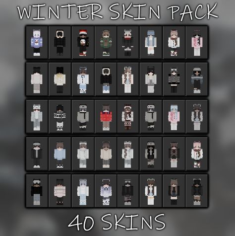 Winter Skin Pack | 40 Skins | Minecraft Skin Packs Skin Packs Minecraft, Cute Free Minecraft Skins Bedrock, Free Bedrock Minecraft Skins, Free Minecraft Skins Bedrock, Minecraft Skin Packs, Free Minecraft Skins, Minecraft Skins Black, Minecraft Pack, Minecraft Skins Boy