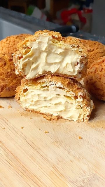 Andy Wong Ng on Instagram: "Eggnog Cream Puffs (Recipe⬇️): (Full Recipe in Recipe Blog in Bio) Ingredients: Pate Choux Dough: ½ C Milk ½ C Water 1 Stick Butter 1 Tsp Sugar ¾ Tsp Salt 1 C Flour 5 Large Eggs Eggnog Pastry Cream: 2 C Eggnog ¼ C Sugar ¼ C Cornstarch ⅛ Tsp Nutmeg ⅛ Tsp Clove ((Ground)) ⅛ Tsp Cinnamon ((Optional)) Splash of Vanilla 3 Tbsp Butter 1 C Heavy Whipping Cream ((to be whipped into stiff whipping cream)) 2 Large Egg Yolks . . . . Procedure To Make The EggNog pastry Cream: 1 Cream Puffs Recipe, Choux Dough, Cream Puff Recipe, Stick Butter, Choux Pastry, Pastry Cream, Egg Yolks, Recipe Blog, Whipping Cream