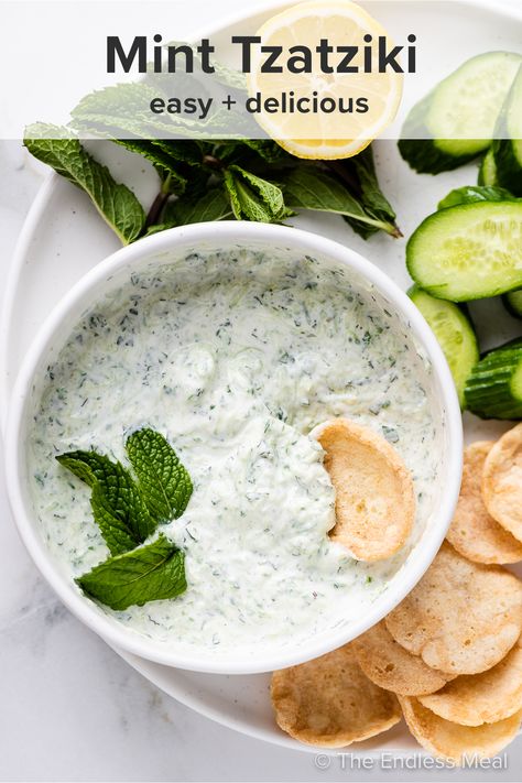 Mint Tzatziki Sauce, Taziki Sauce, Greek Tzatziki Recipe, Mint Dip, Cucumber Uses, Sweet Potato Fritters, Cucumber Sauce, Tzatziki Sauce Recipe, Paleo Sauces