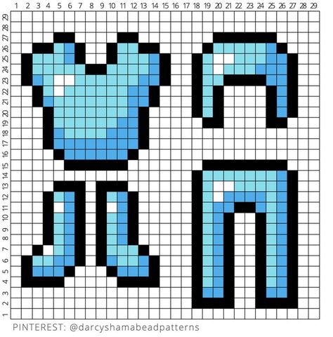 Minecraft Armor Drawing, Minecraft Helmet, Easy Pixel Art Minecraft, Pixel Minecraft Art, Minecraft Templates Pixel Art, Pixel Art In Minecraft, Pyssla Minecraft, Minecraft Diamond, Minecraft Art Pixel