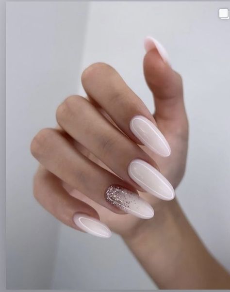 Teen Nails, Milky Nails, Makeup Nails Art, Pink Glitter Nails, Nails Now, Nails 2024, Pink Acrylic Nails, Oval Nails, Neutral Nails