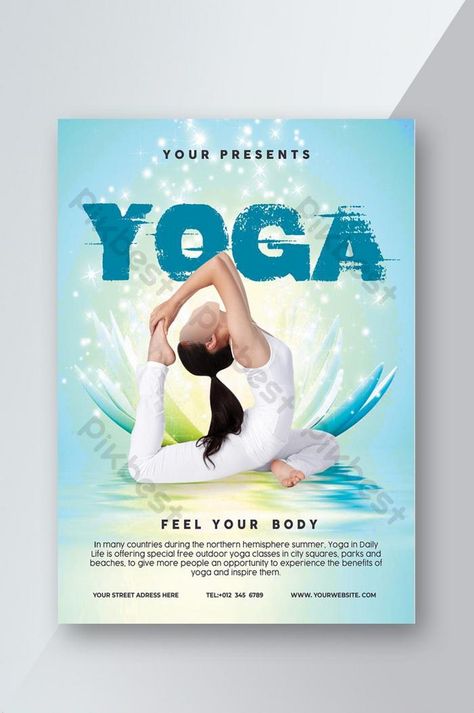 Professional Promotional Yoga Flyer Template#pikbest# Yoga Flyer, Fitness Flyer, Free Classes, Yoga Lessons, Yoga Center, Yoga Body, Outdoor Yoga, Yoga Day, Flyer Design Templates