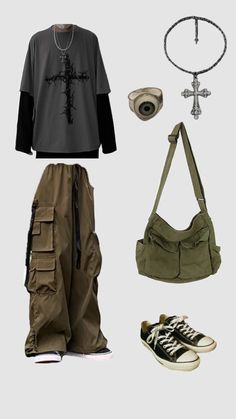 Layered Outfits Grunge, Forest Grunge, Teenage Style, Black Canvas Sneakers, Outfits Bonitos, Oversized Grunge, Olive Green Cargo Pants, Street Style Outfits Casual, Grunge Fits