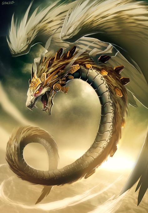 Feathered Serpent, Creature Fantasy, Cool Dragons, Dragon Illustration, Legendary Creature, Mythical Beast, Dragon Artwork, Mythological Creatures, Fantasy Dragon