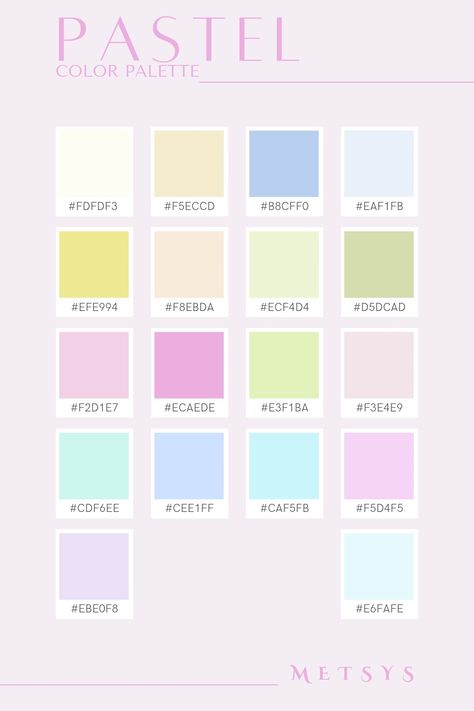 Cute Color Palettes Pastel, Pastel Hex Codes, Pastel Color Codes, Ice Cream Color Palette, Pastel Colors Palette, Color Palette Pastel, Color Palette Aesthetic, Palette Aesthetic, Flat Color Palette