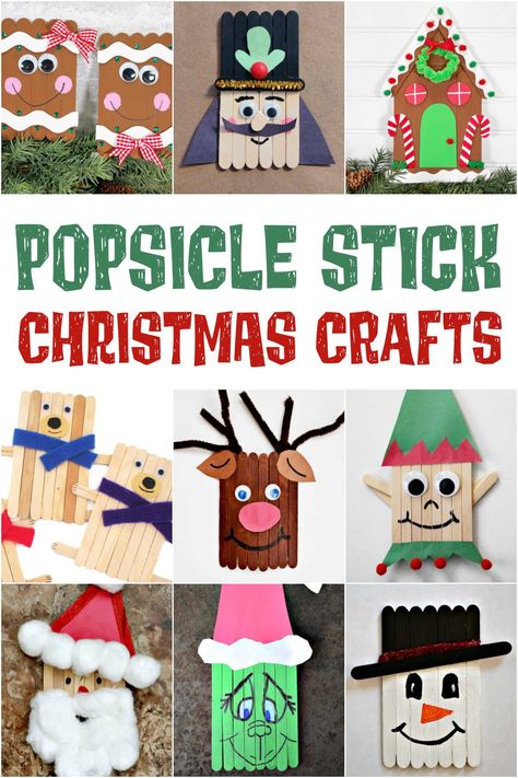 These super cute Popsicle Stick Crafts for Christmas are a great way to have a fun day of holiday crafting. Holiday Popsicle Stick Crafts, Popsicle Stick Elf, Christmas Popcical Stick Crafts, Santa Popsicle Stick Craft, Christmas Crafts For Kids Using Popsicle Sticks, Easy Popsicle Stick Christmas Crafts, Lollipop Stick Craft Christmas, Paper Stockings Craft, Toddler Popsicle Stick Crafts