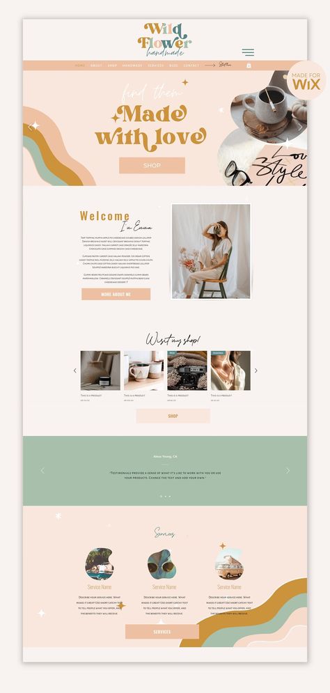 Website Design Examples, Digital Product Website Design, Website Front Page Design, Retro Web Design Aesthetic, Handmade Website Design, Website Form Design, About Page Website Design, Wix Site Inspiration, Vintage Aesthetic Website Design